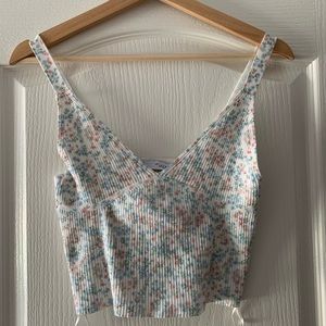 Zara Ribbed Floral Crop Top